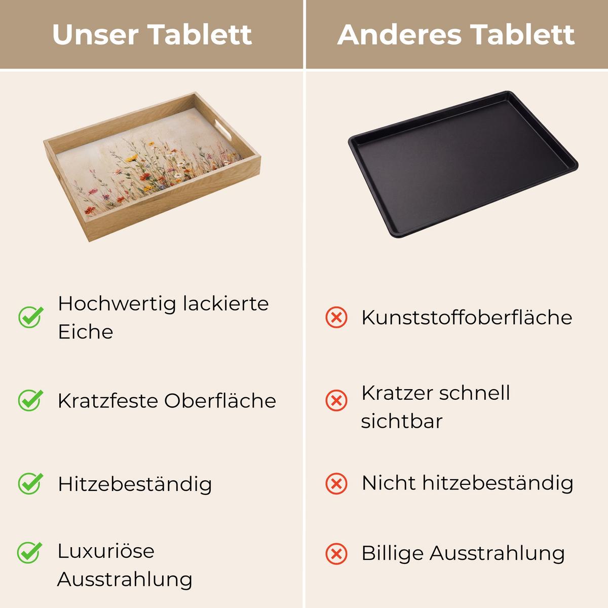 TABLETT Wildblumen - Pinselstriche - Ruhig 40x30 cm - Multicolor, Holz (40/5/5cm) - OnlyWow