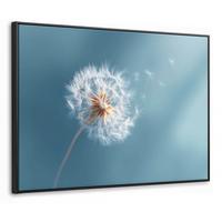 LEINWAND Bilder mit Rahmen - Löwenzahn - Wind - Blau - 80x60 - Blaugrau, Textil (80/60cm) - MuchoWow