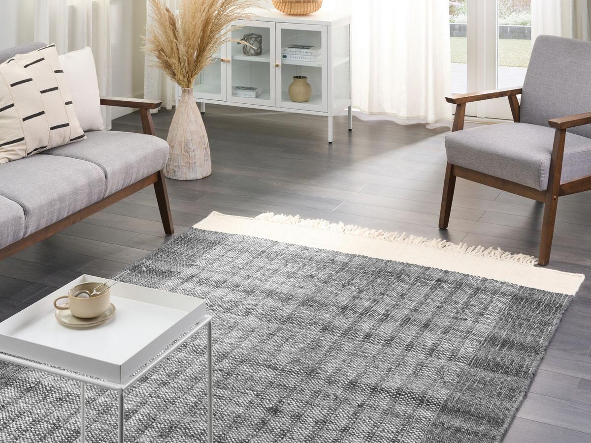 KURZFLOR-TEPPICH Atlanti 230/160 cm - Schwarz, Textil (160/230cm) - Beliani