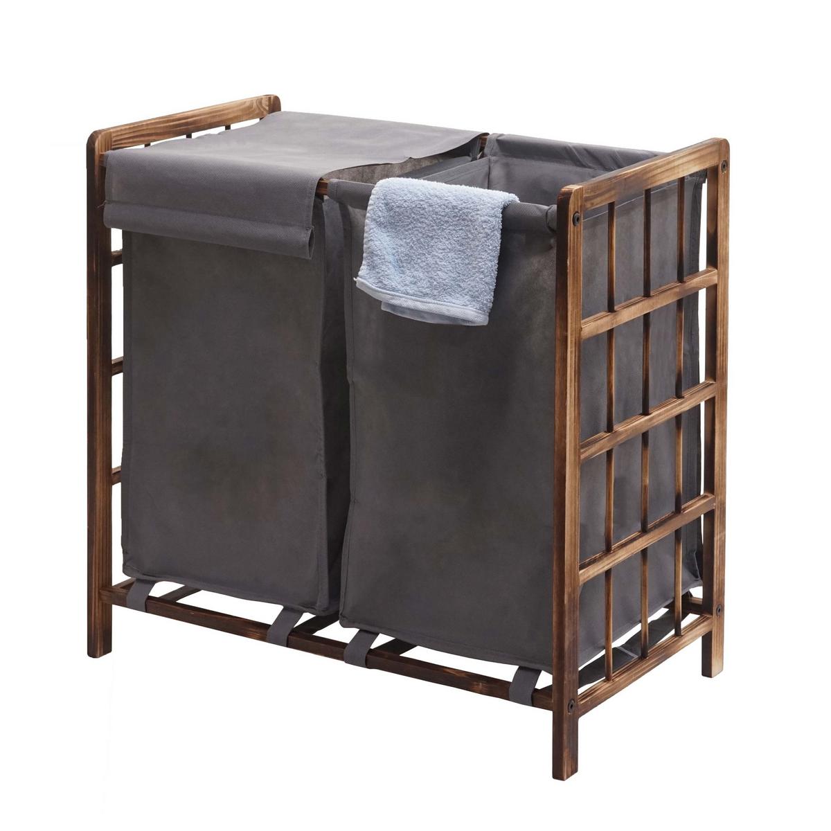 WÄSCHESAMMLER Braun, Grau - Braun/Grau, Holz (60/60/33cm) - MCW
