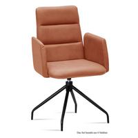 ARMLEHNSTUHL drehbar (6er-Set) Domona 52x92x60 Schwarz/Cognac - Cognac/Schwarz, Kunststoff (60/92/52cm) - 58aufmkessel