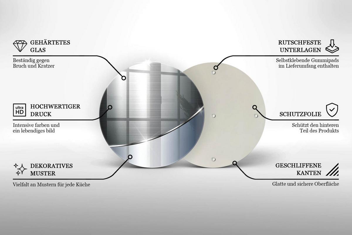 GLASPLATTE Ø 40 cm Metallische Muster Abstraktion - Platinfarben, Glas (40/40cm) - Wallfluent