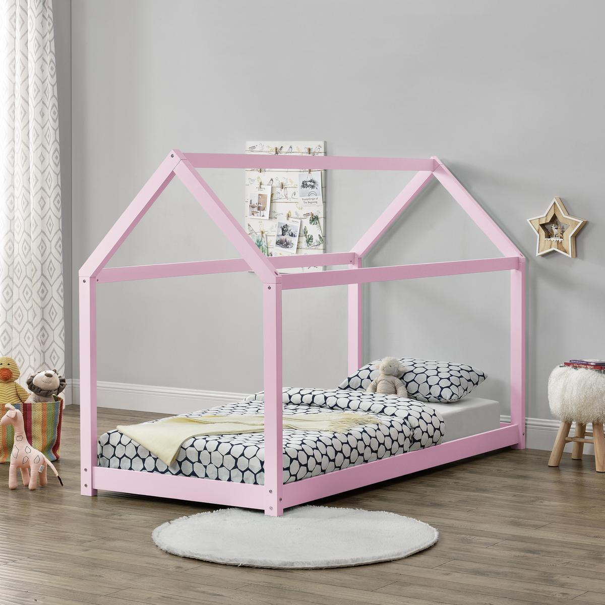 HAUSBETT Netstal - Rosa, Holz (90/200cm) - [en.casa]