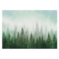 FOTOTAPETE 208x146 cm - Wolf im Wald - Grün, Textil (208/146cm) - Wallfluent