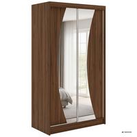SCHWEBETÜRENSCHRANK 120 - VERONA - Warmia Walnuss mit Spiegel - Walnussfarben/Alufarben, Holzwerkstoff/Metall (120/216/61cm) - MKS