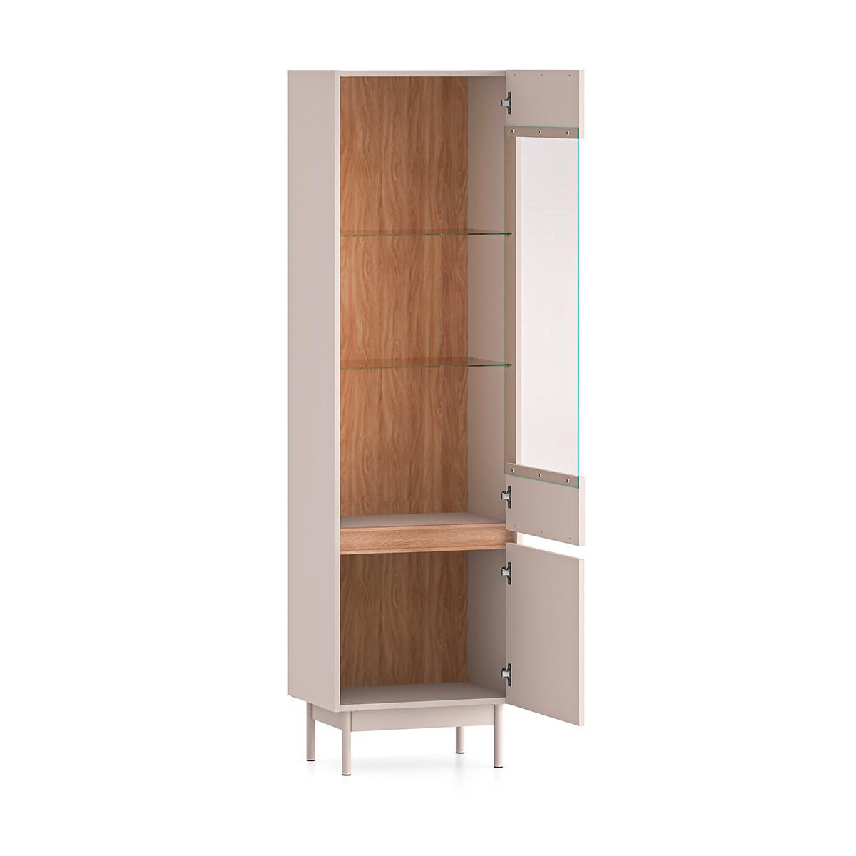 VITRINE Connie Kaschmir und Holz - Beige, Holzwerkstoff (54.9/192.8/40cm) - Petits-meubles