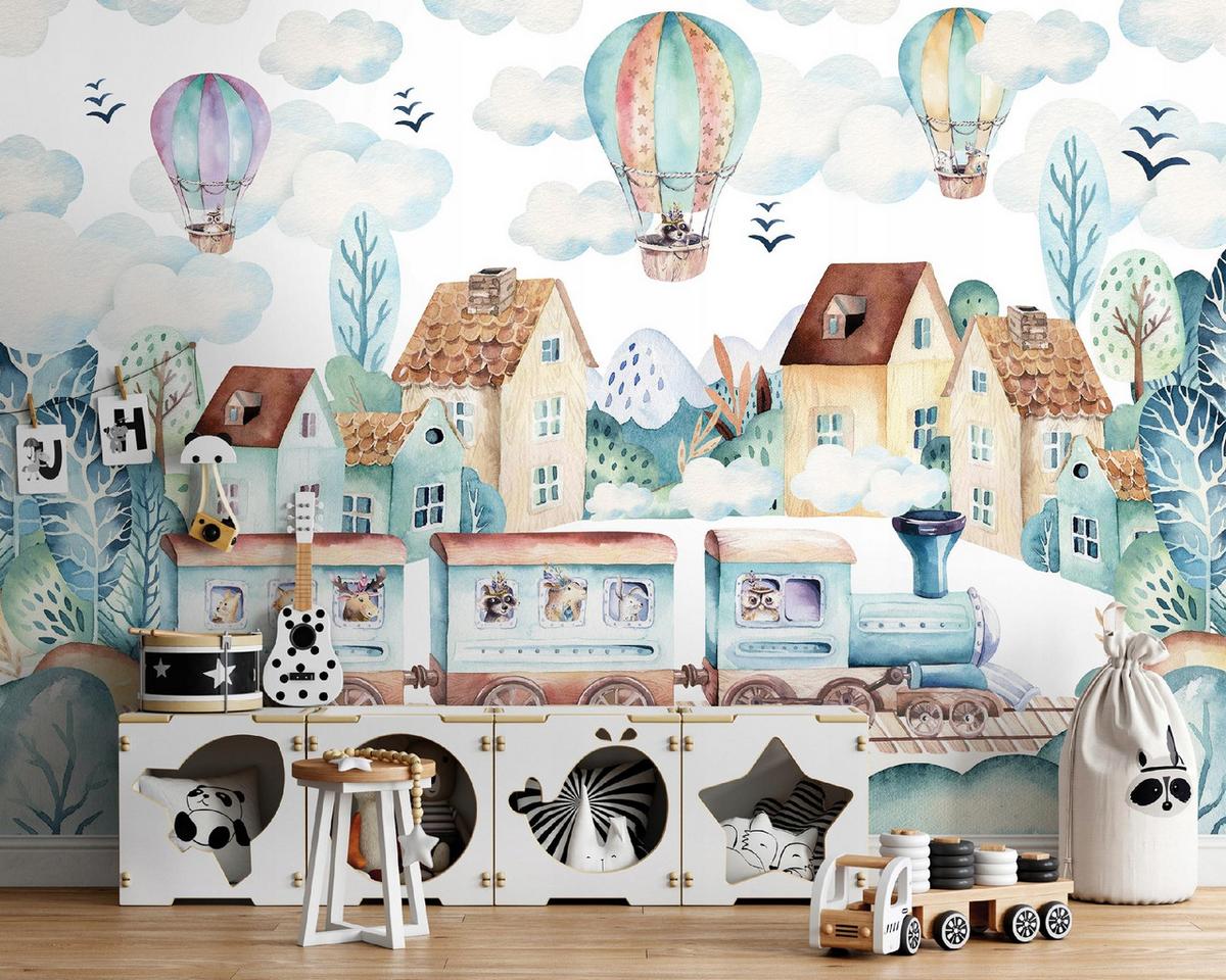 FOTOTAPETE Kinderzimmer Zug Vliestapete Tapete 150x105 - Multicolor, Papier (150/105cm) - Wallarena