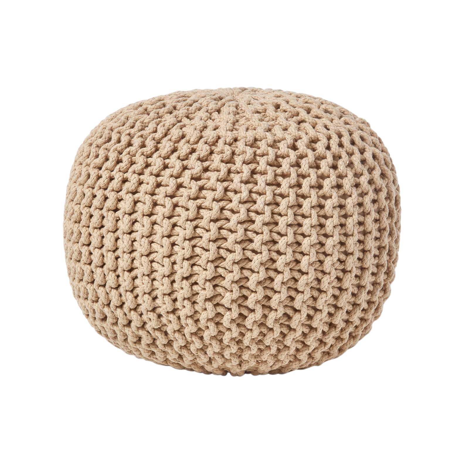 STRICK-POUF beige, 40/40/35 cm - Beige, Textil (40/35/40cm) - Homescapes