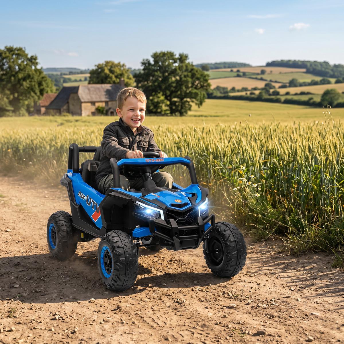 KINDER-ELEKTROAUTO Kunststoff Metall Blau - Blau, Kunststoff (96/61/56cm) - AIYAPLAY