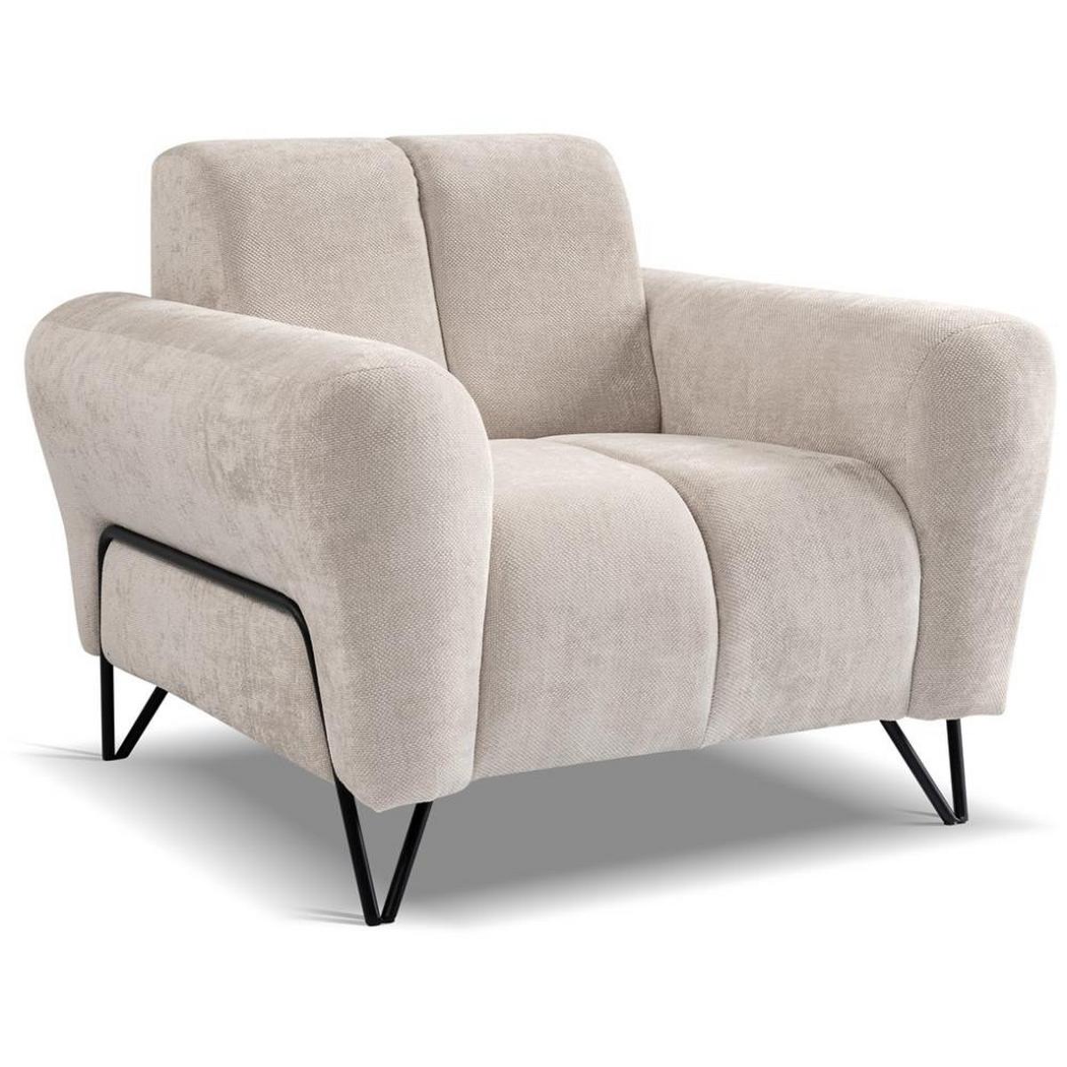 SITZGARNITUR Volare Sofas+Sessel, ohne Schlaffunktion, Hellbeige - Beige/Schwarz, Textil/Metall (220/83/98cm) - Beautysofa