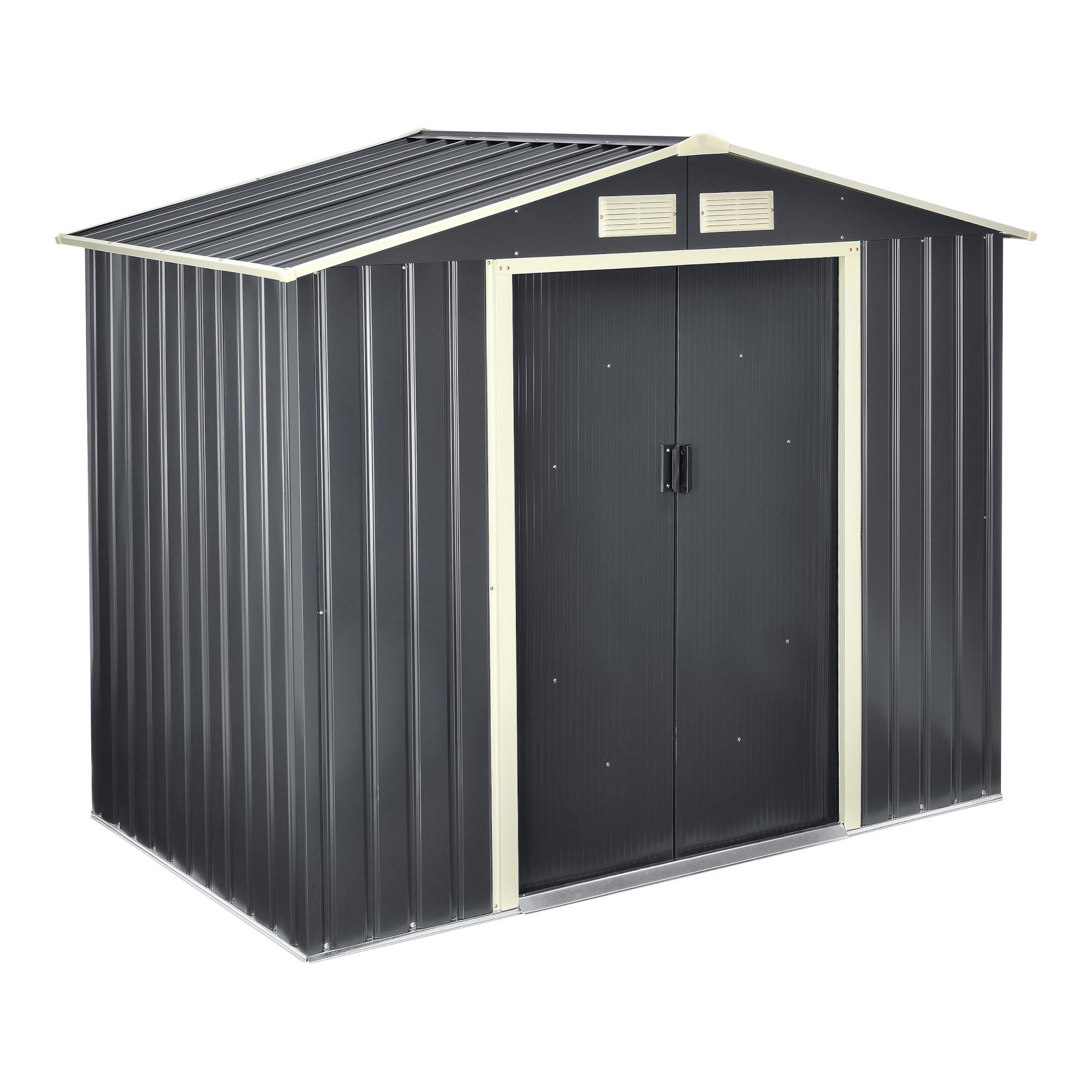 GARTENSCHUPPEN - Dunkelgrau, Metall (213/185/127cm) - [en.casa]