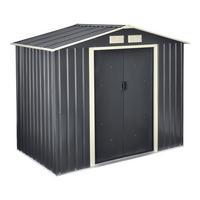 GARTENSCHUPPEN - Dunkelgrau, Metall (213/185/127cm) - [en.casa]