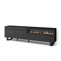 LOWBOARD Schwarz, mit Elektrokamin, 200/35/57cm - Schwarz, Holzwerkstoff (200/57/35cm) - Skraut Home