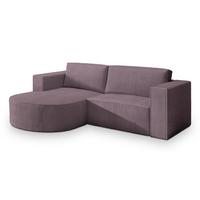 ECKSOFA SORELA P L-S Lila Kordstoff mit Schlaffunktion - Lila, Holz (263/174cm) - MASSENO