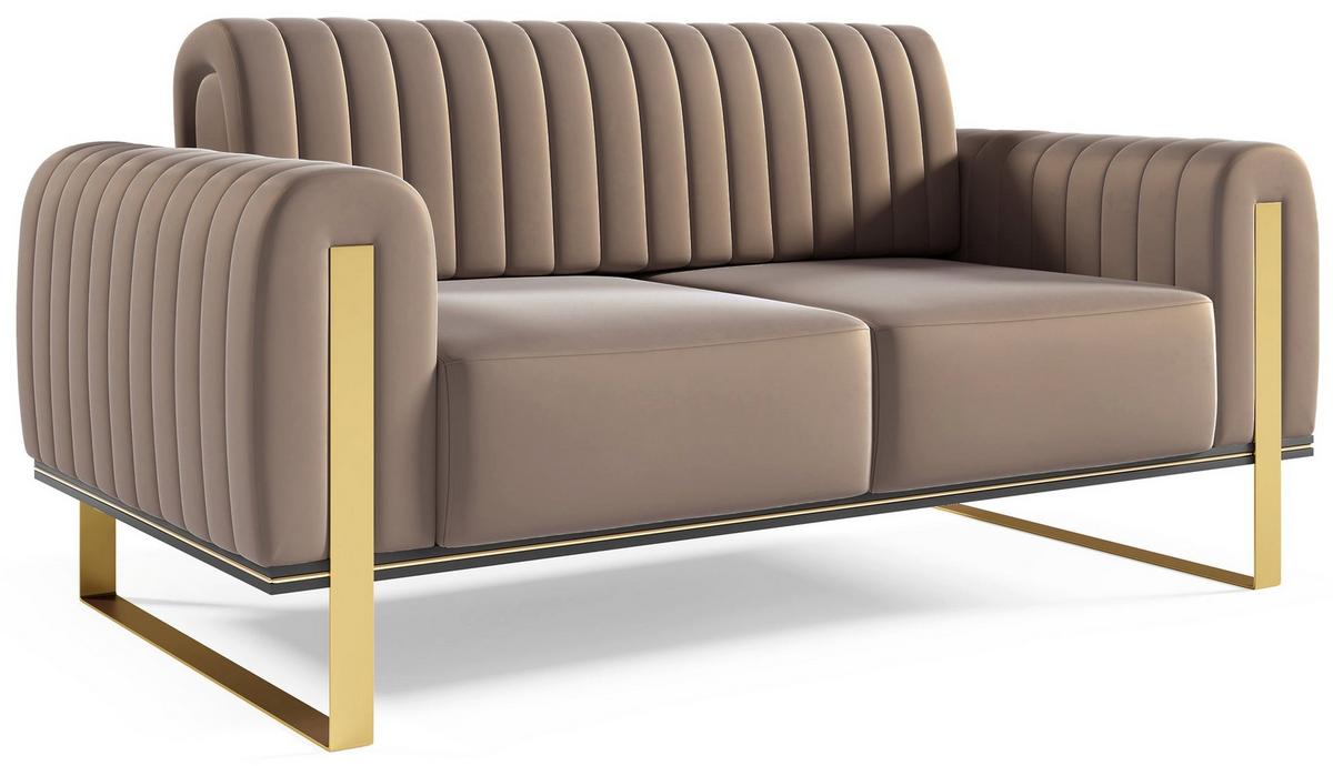 SOFA Parissa 164 cm - Beige/Goldfarben, Textil/Metall (164/79/92cm) - Selsey