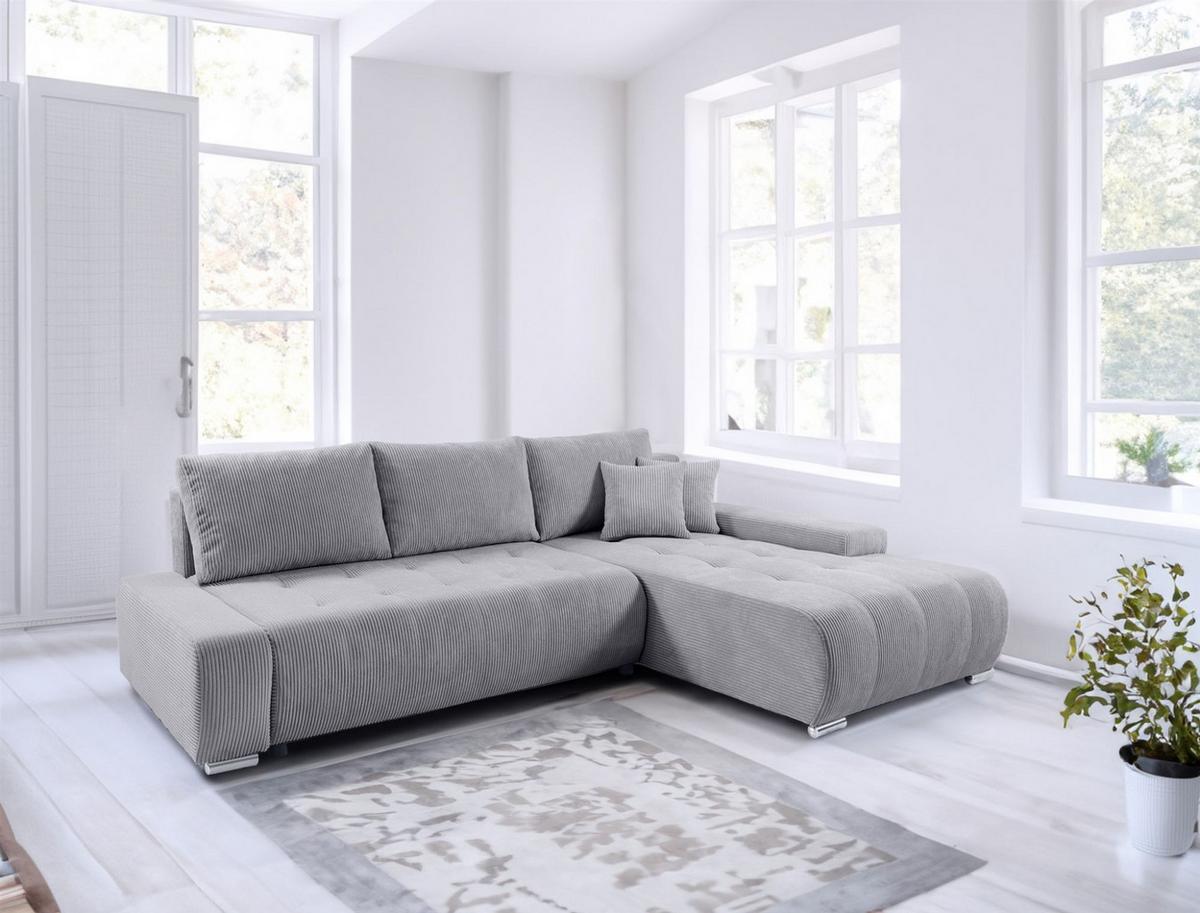 ECKSOFA Vogar In Poso - Hellgrau, Holzwerkstoff/Textil (265/185cm) - Fun Möbel