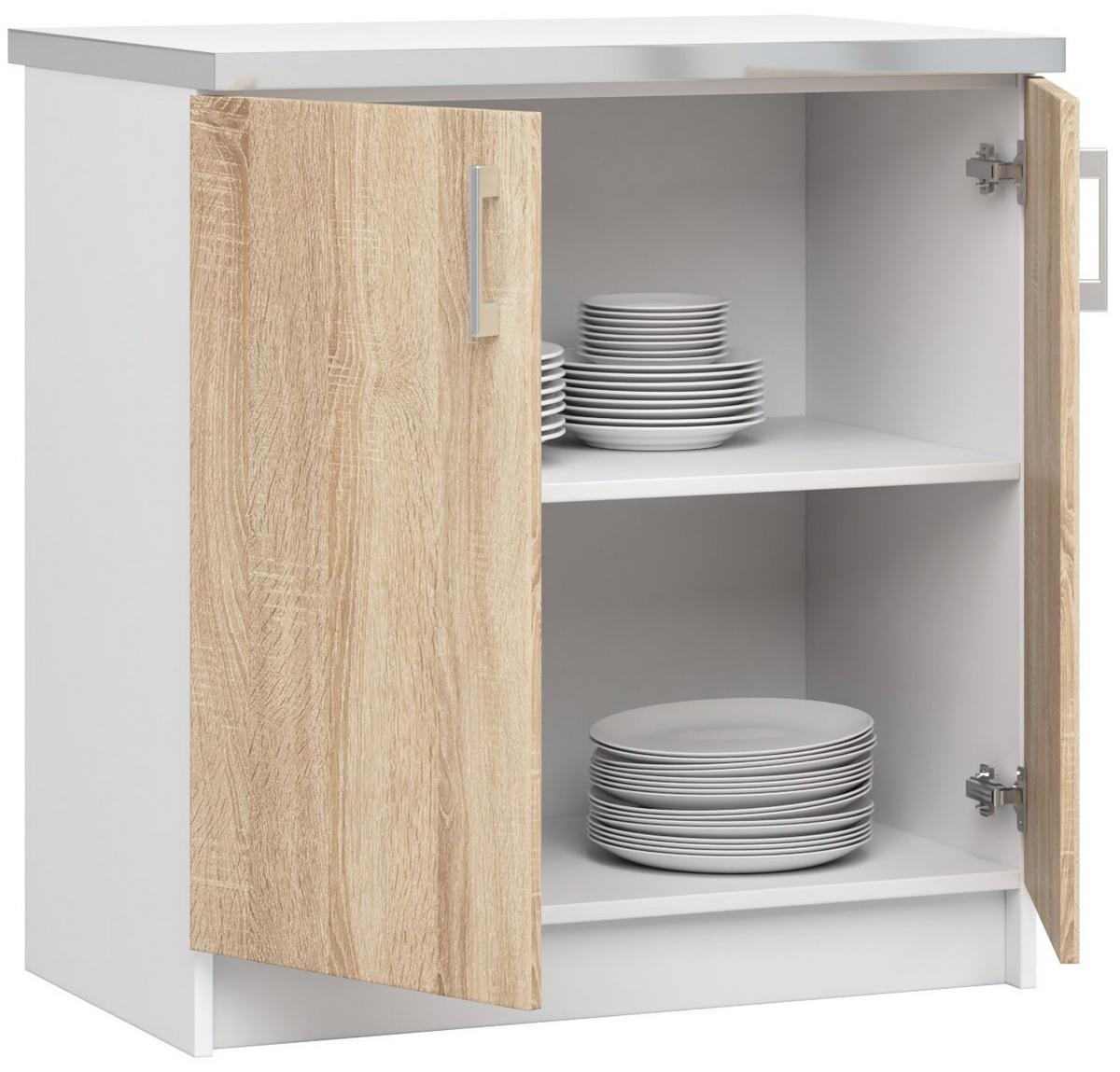 UNTERSCHRANK Weiß, Eiche Sonoma 82/80/44,5 - Weiß/Eiche Artisan, Holzwerkstoff (80/82/44.5cm) - RAUMHIRSCH FURNITURE