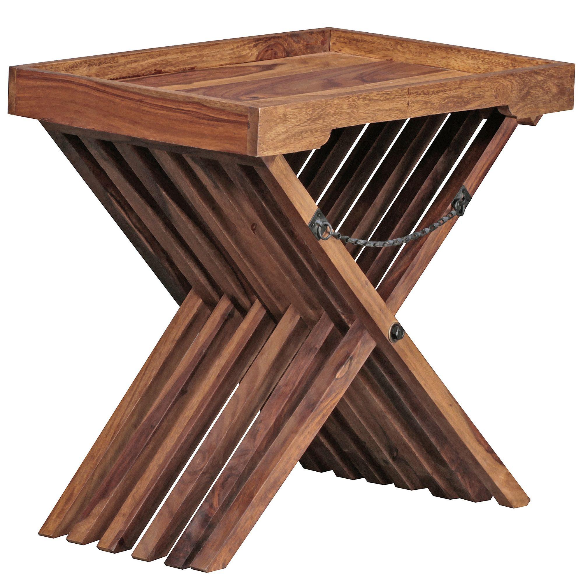 BEISTELLTISCH – Massivholz Klappbar 55x38 cm Landhaus - Dunkelbraun/Braun, Holz (60/40/57cm) - KADIMA DESIGN
