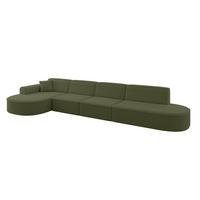ECKSOFA Ottomane Links MARI-L3 - 413x171x79 cm Grün Bouclé - Schwarz/Grün, Holzwerkstoff/Kunststoff (165/406cm) - ALTDECOR