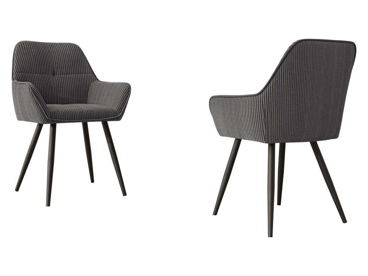 STUHL 2er-Set Archon (2 Stück) - Schwarz/Grau, Textil/Metall (64/86/61cm) - MIRJAN24