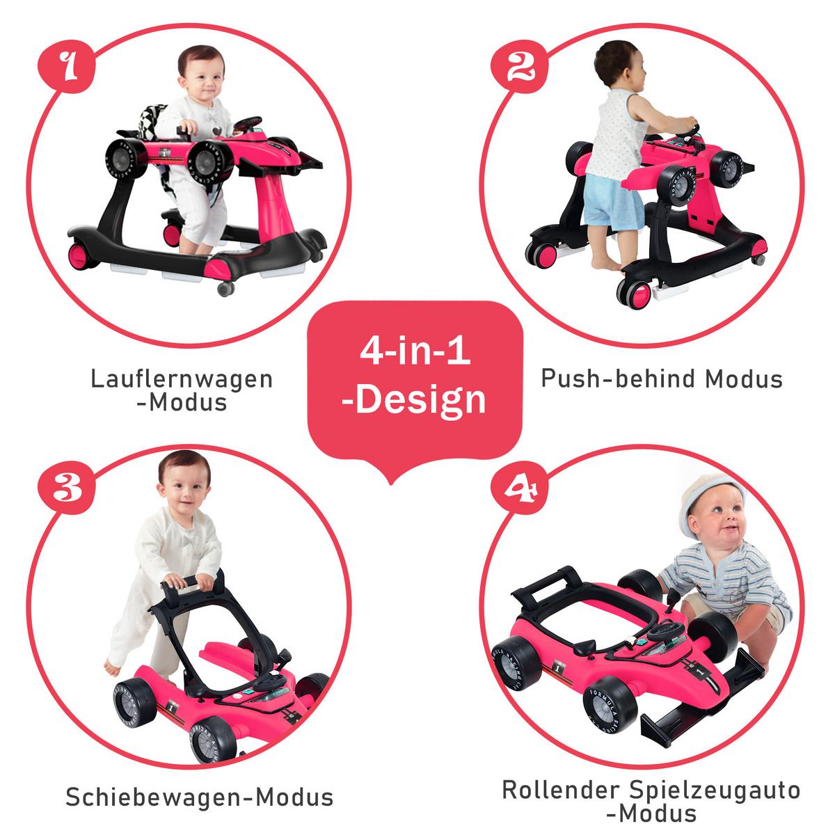 LAUFLERNWAGEN Pink - Pink, Kunststoff (73/56/64cm) - COSTWAY