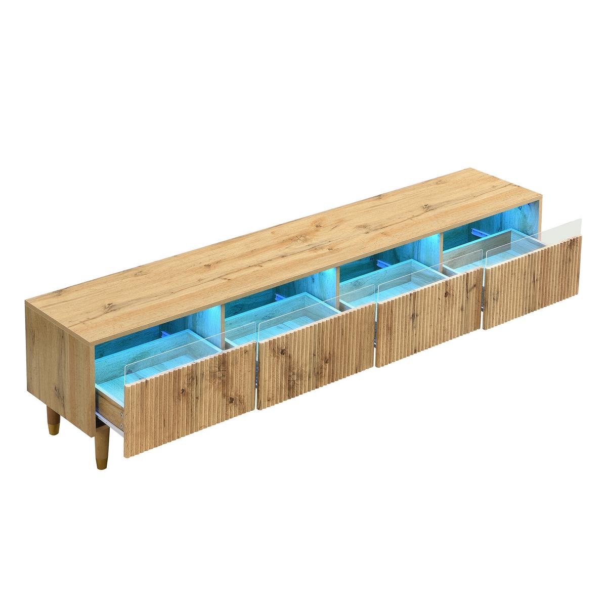 TV-LOWBOARD holzoptik & rillen-design – 4 schubladen & 178 cm länge - Naturfarben, Holzwerkstoff (178/45/35cm) - Urban Meuble