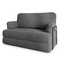 BETTSOFA KESTE aus Schaumstoff Bucle-Stoff Grau Schlaffunktion - Grau, Textil (140/86/60cm) - MASSENO