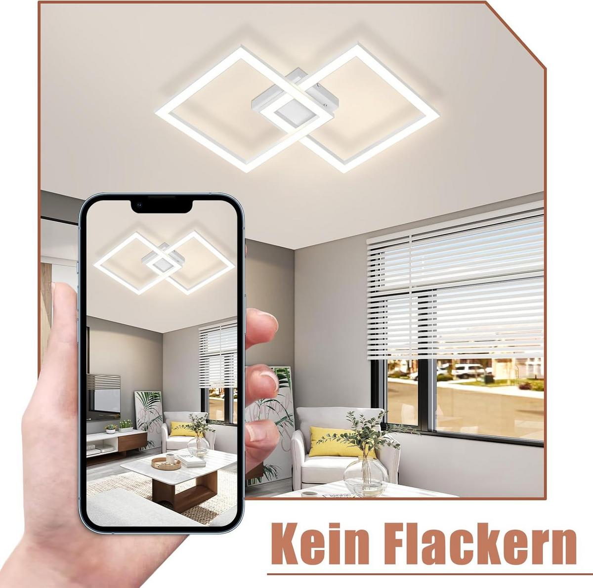 LED-DECKENLEUCHTE Eichwacht 46.1/5.8/46.1 cm - Weiß, Metall (46.1/46.1/5.8cm) - ZMH