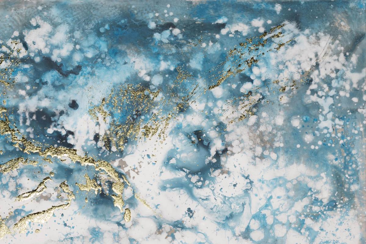 ACRYLBILD HANDGEMALT 100/75 cm - Blau/Weiß, Holz/Textil (100/75cm) - KUNSTLOFT