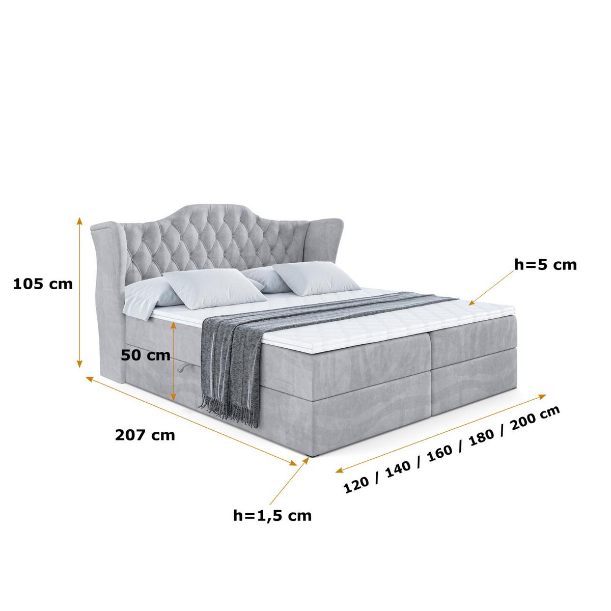 BOXBETT mit Matratze H3 und Lattenrost - VILA - 140x200 cm Hellgrau - Hellgrau, Holzwerkstoff (140/200cm) - ALTDECOR