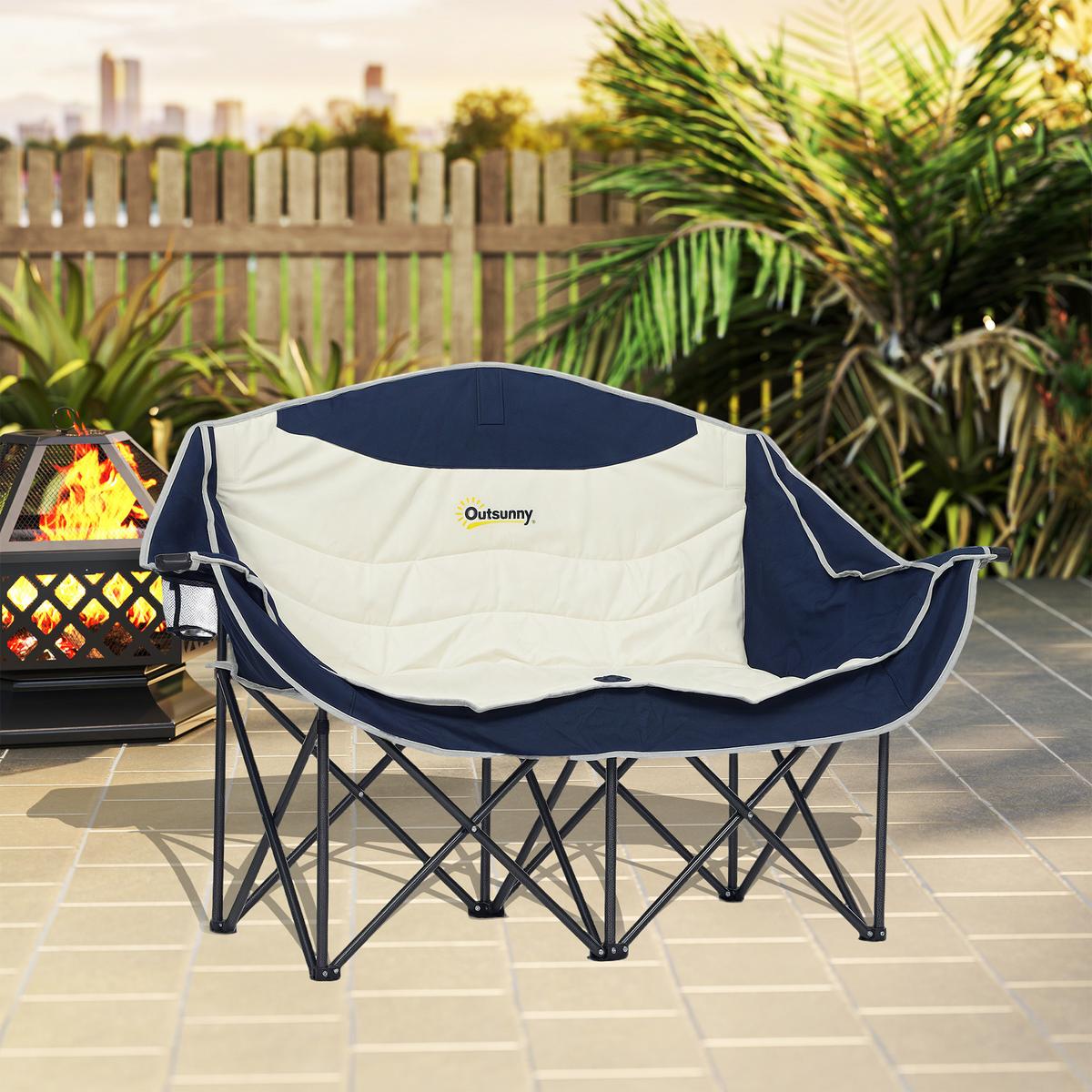 CAMPINGSTUHL Metall Oxfordstoff Blau - Blau, Textil/Metall (50/90/143cm) - Outsunny