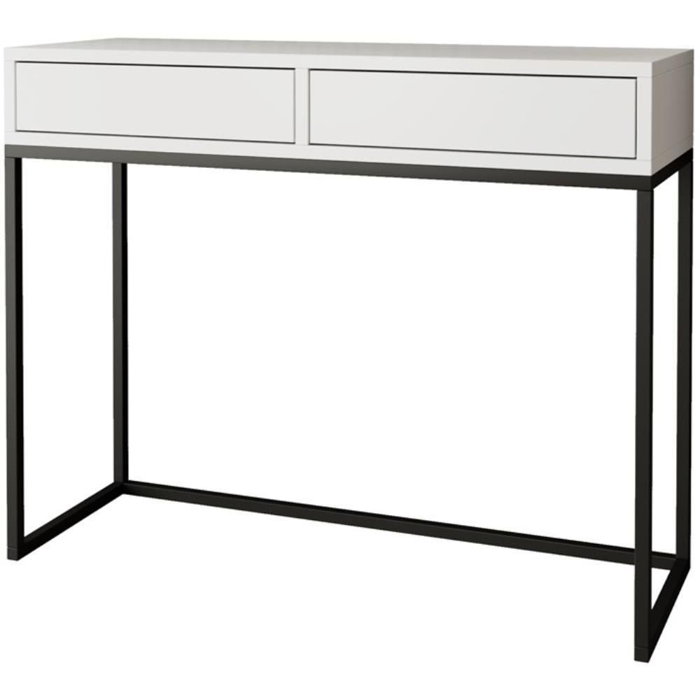 KONSOLENTISCH Lango 100/85/35 weiß mit schwarzen Matellbeinen - Schwarz/Weiß, Holzwerkstoff/Metall (35/100/85cm) - Beautysofa
