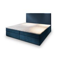 BOXBETT GIARRO 200x200 cm mit Matratze und Topper, H2+H3 - Blau - Blau, Holz (200/200cm) - MASSENO