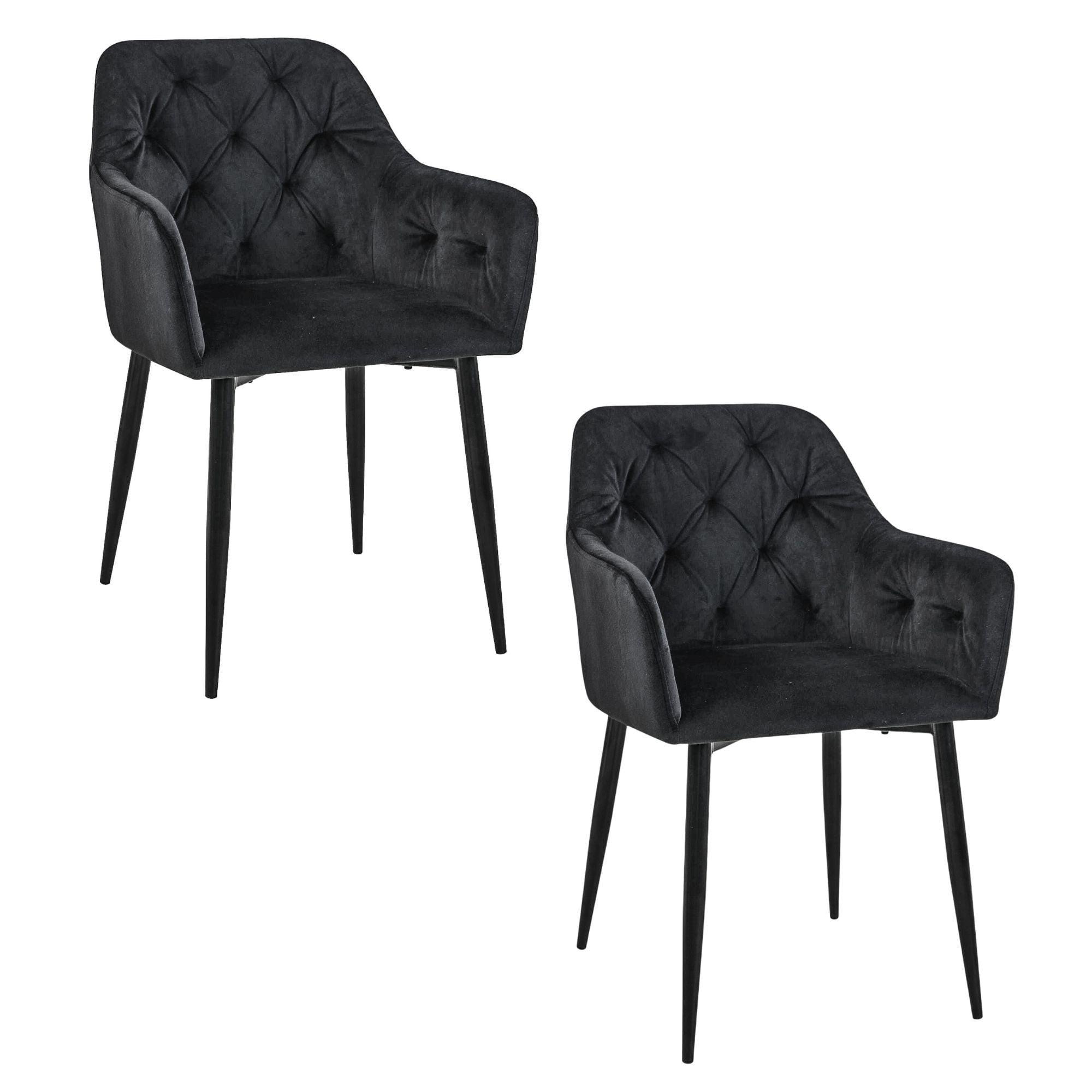 POLSTERSTUHL 2er Set, Metallbeine Schwarz 55/81/58,5 - Schwarz, Textil (55/81/59cm) - RAUMHIRSCH FURNITURE