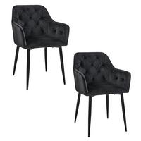 POLSTERSTUHL 2er Set, Metallbeine Schwarz 55/81/58,5 - Schwarz, Textil (55/81/59cm) - RAUMHIRSCH FURNITURE