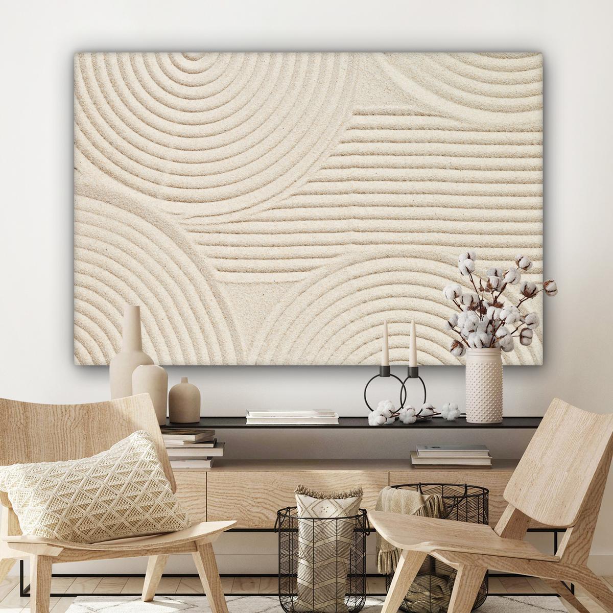 LEINWANDBILD Muster - Abstrakt - Weiß Wohnzimmer Groß 120x80 cm - Beige, Textil (120/80cm) - MuchoWow