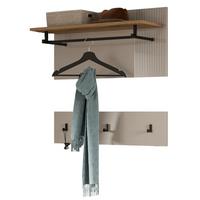GARDEROBENPANEEL Kaschmir Sand und Eiche Evoke, Wandgarderobe Set 2-teilig 80 cm - Kaschmir/Eichefarben, Holzwerkstoff/Metall (80/80/28cm) - Inn.Furn