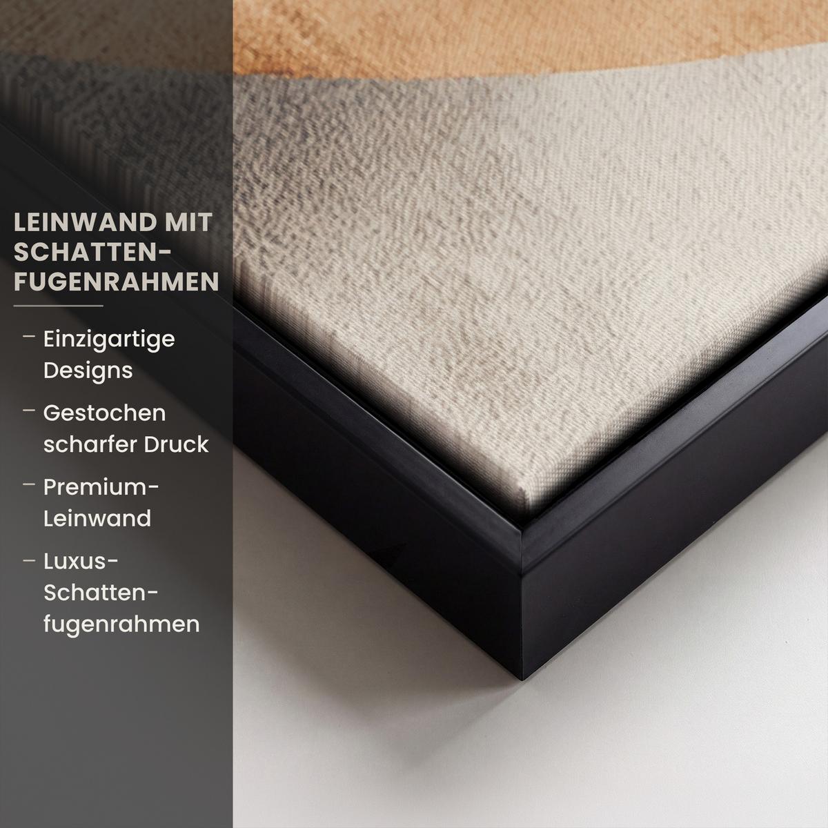 LEINWAND Bilder mit Rahmen - Abstrakt - Wellen - Schwarz - Verwittert - 60x90 - Trüffeleichefarben, Textil (60/90cm) - MuchoWow