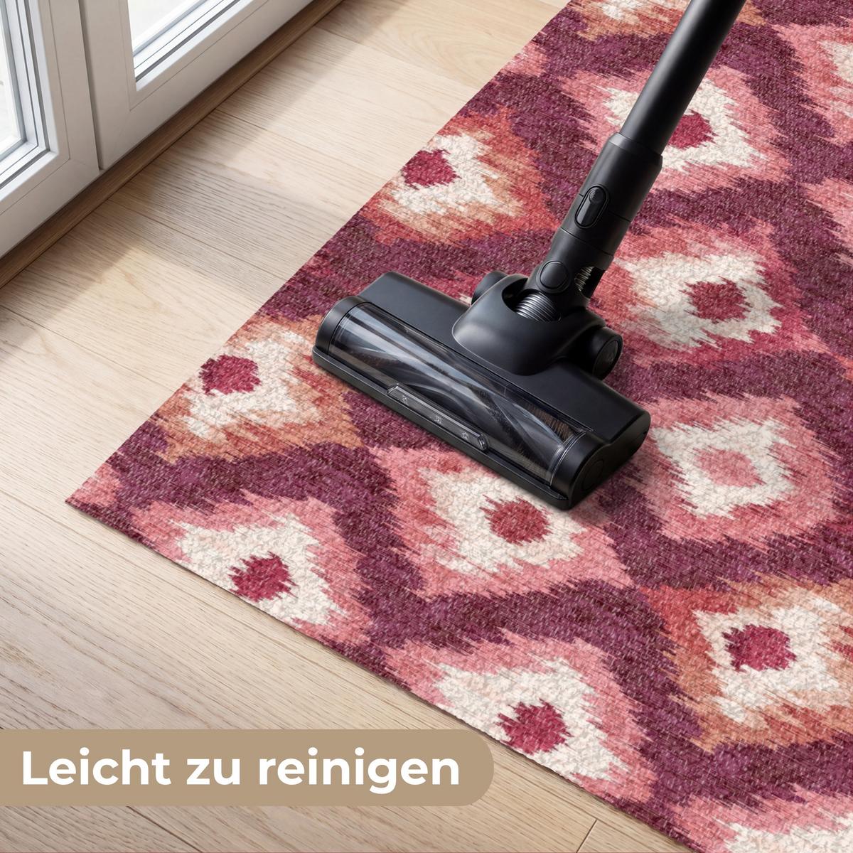 FUSSMATTE Diamantformen - Rosa - Muster - Textur Flurteppich 150x90 cm - Beere, Kunststoff (150/0.4cm) - MuchoWow