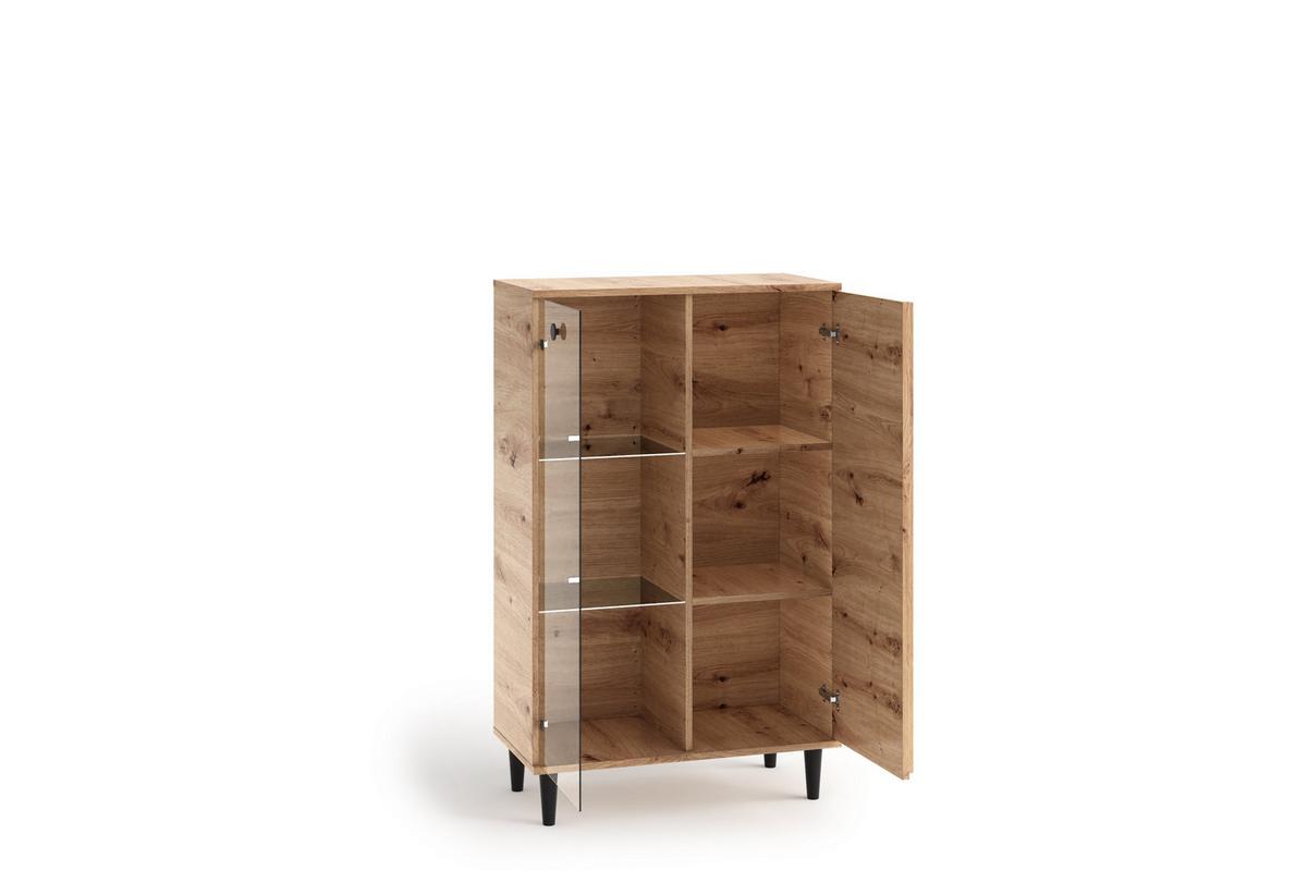 VITRINENSCHRANK ARTIANO 134,5 x 80 cm Eiche Artisan - Eiche Artisan, Holzwerkstoff (80/134.5/40cm) - MASSENO