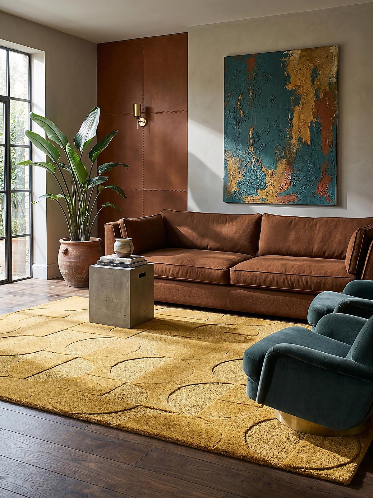 TEPPICH aus Wolle DEBEN in Senfgelb, geometrisch, 160 x 230 cm - Gelb, Textil (230/160cm) - KADIMA DESIGN