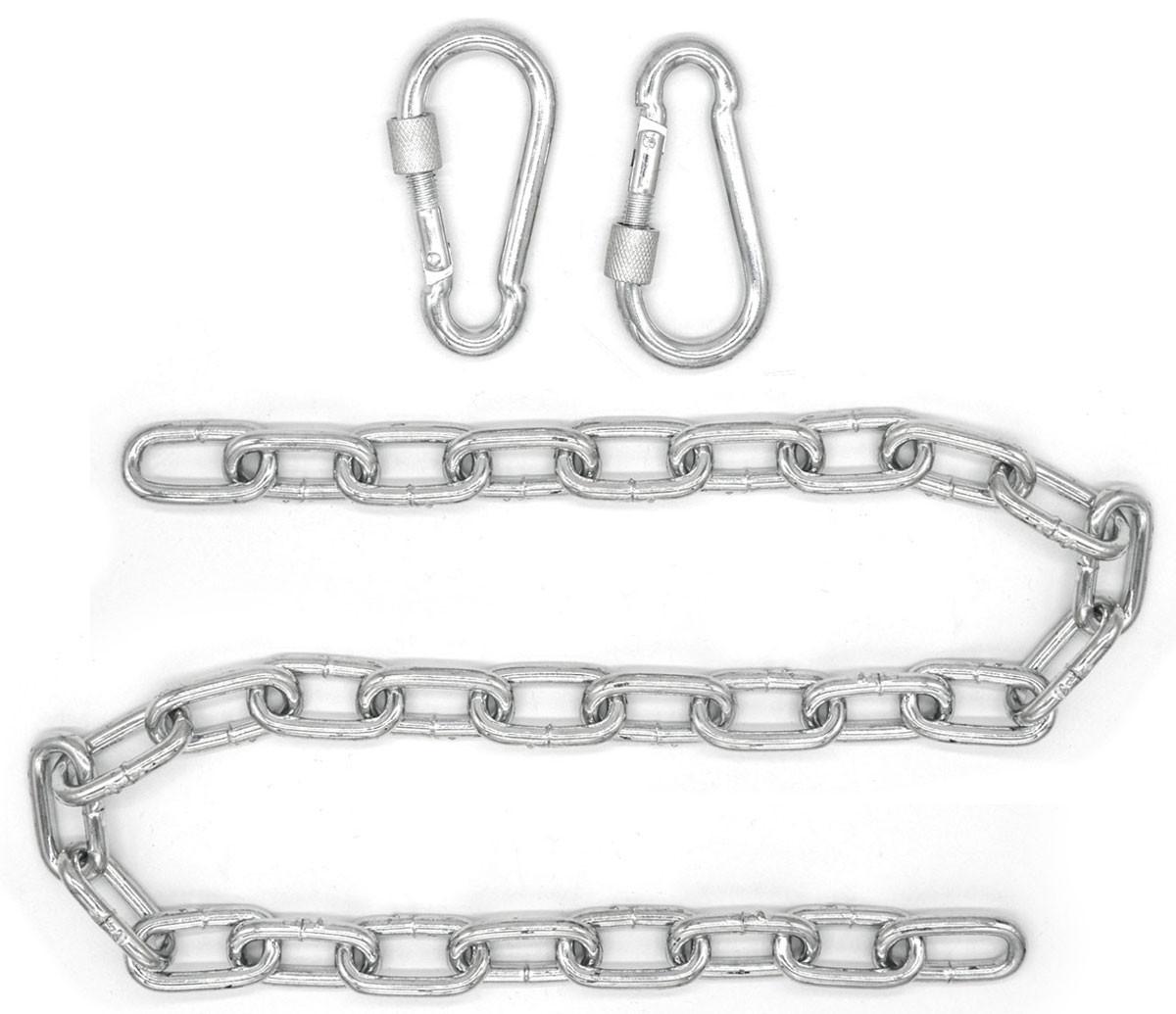 BEFESTIGUNGSSET für Hängesessel Kette + 2 Karabiner 100cm - Grau, Metall (1.9/3.7/100cm) - Amanka