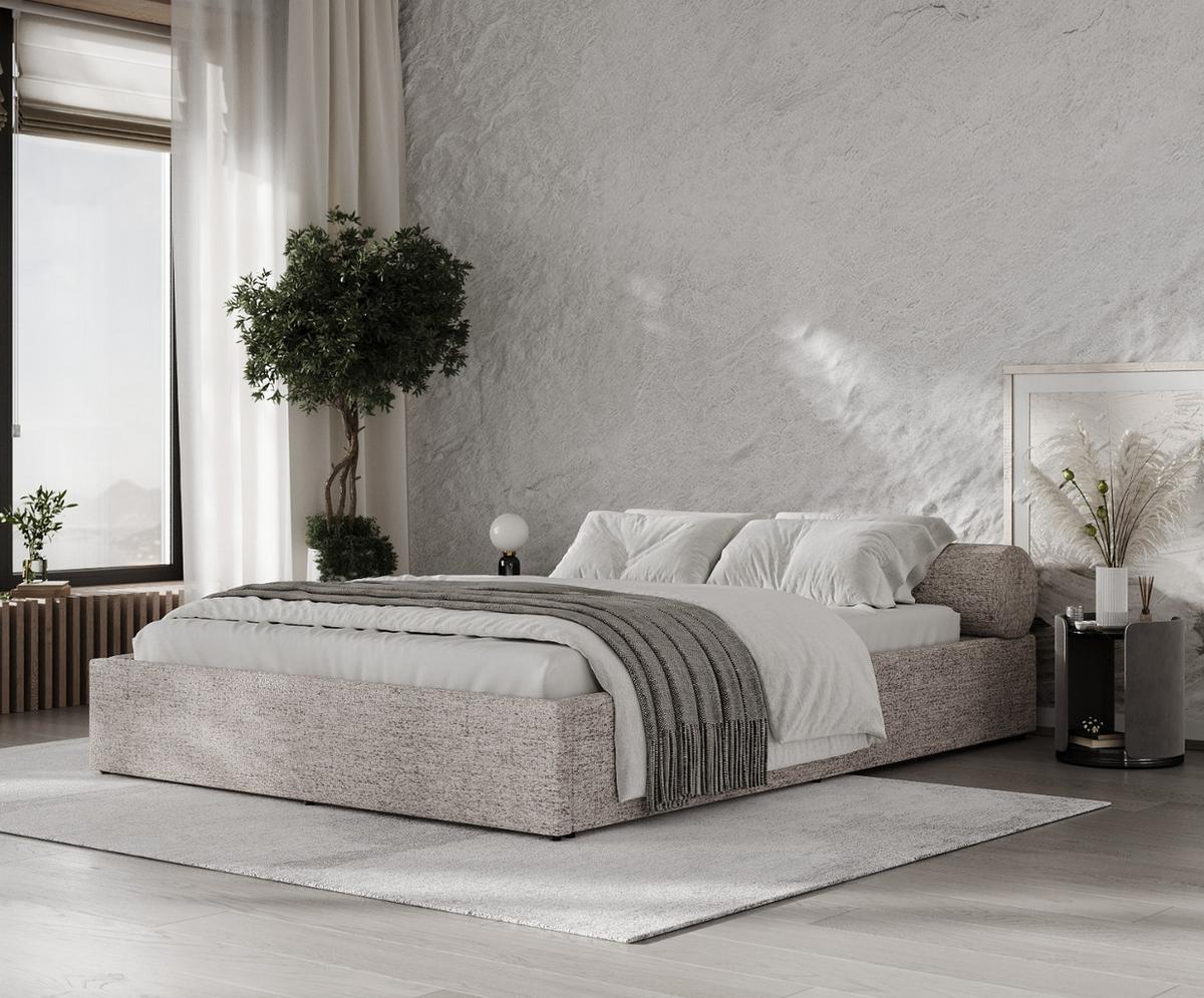POLSTERBETT Solvo mit Stauraum 200/200 cm Beige im Neve Stoff - Sandfarben/Schwarz, Holz/Holzwerkstoff (200/200cm) - AltaBeds