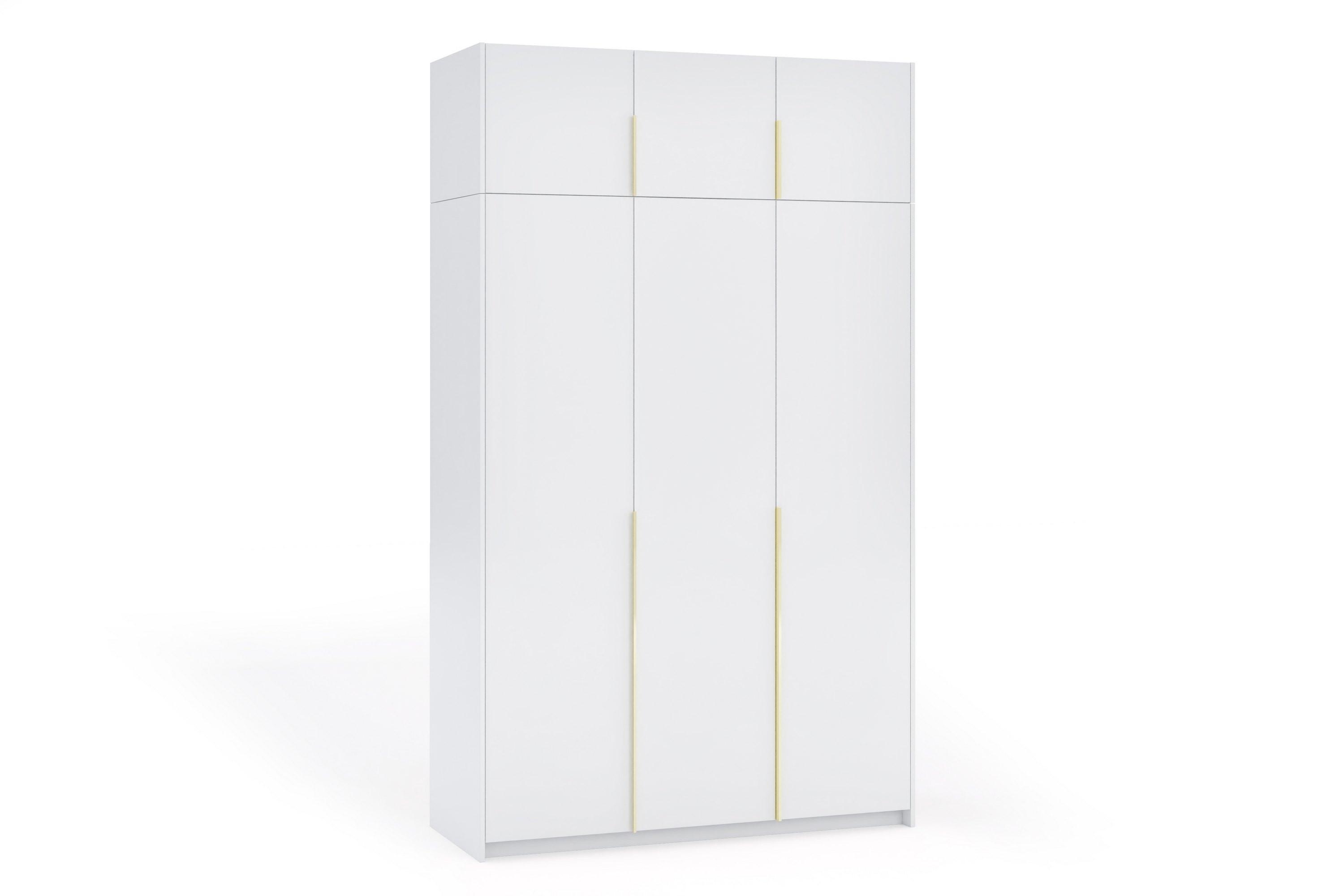 DREHTÜRENSCHRANK AMARA 148/250/58cm 3-türig Weiß - Goldfarben/Weiß, Holzwerkstoff (148/250/58cm) - MASSENO