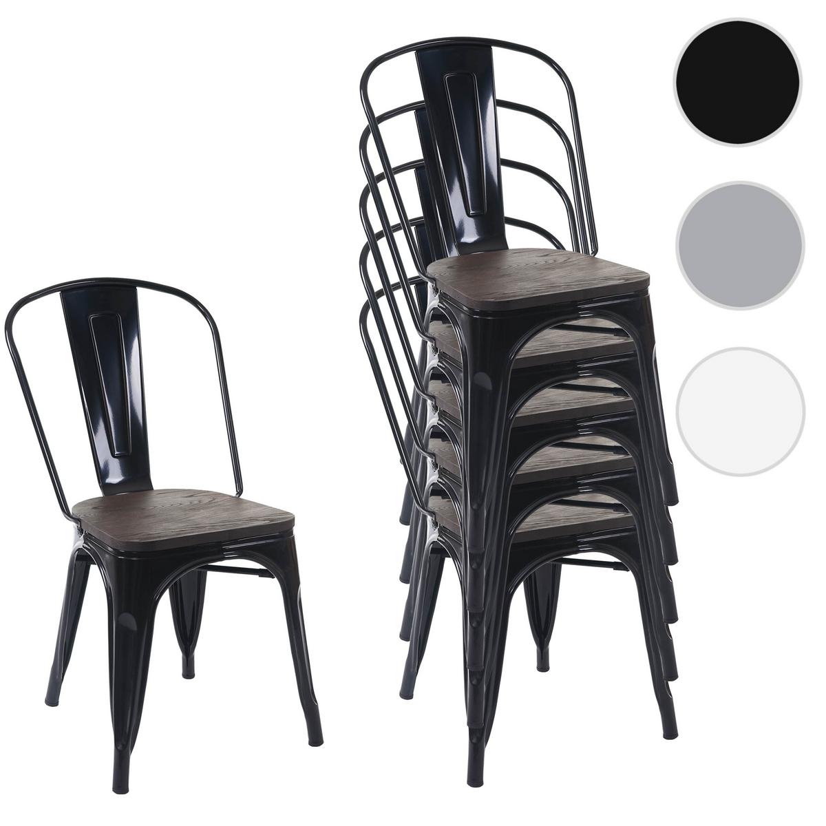 STUHL HOLZ-SITZFLÄCHE Schwarz 6er-Set - Schwarz, Holz (45/85/52cm) - MCW