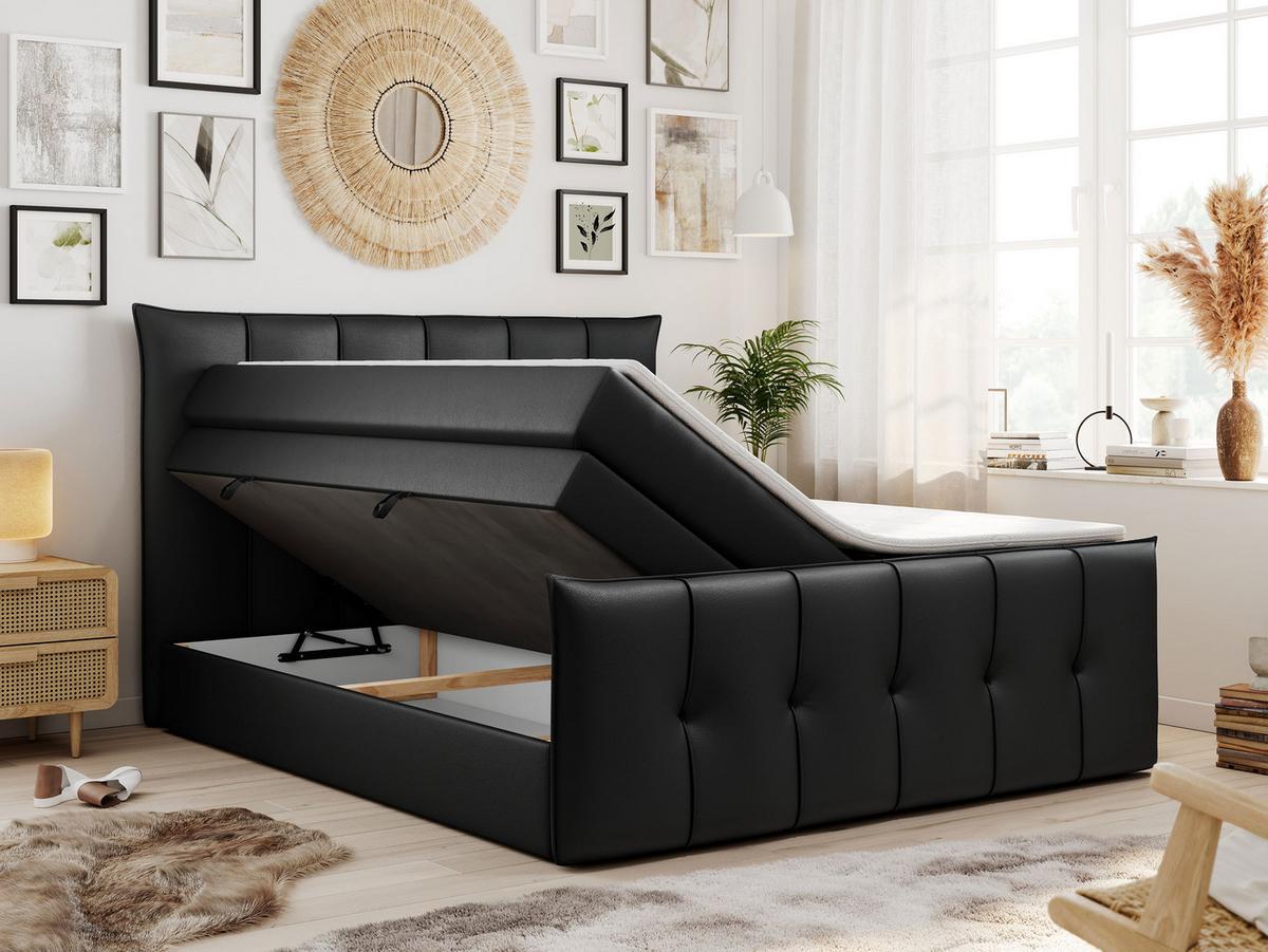BOXSPRINGBETT PREMIUM 11 KING 180/200 Schwarz Kunstleder - H3 - Schwarz, Holz/Textil (180/200cm) - MKS