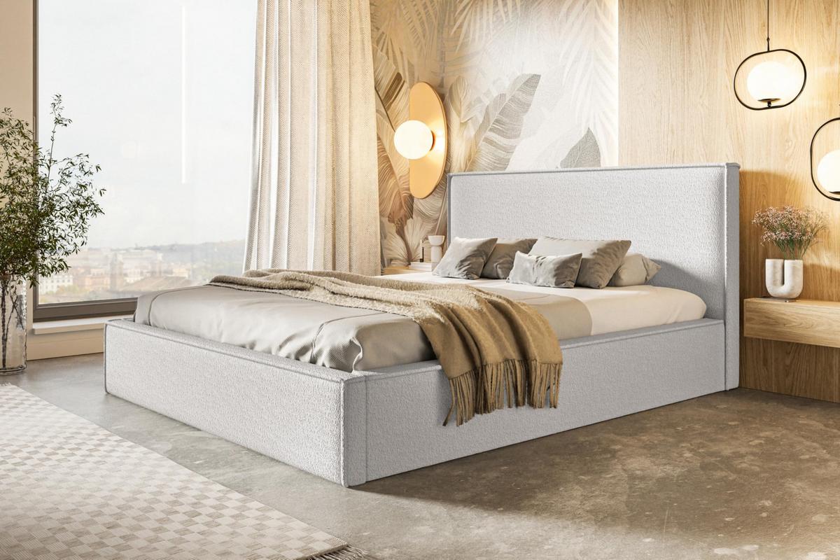 BETT 180x200 - Polsterbett mit Bettkasten und Holzrahmen - Modern Betten - Kuscheliger Catch-Me-Stoff - Kollektion Milano - Weiß - Weiß, Holz/Textil (180/200cm) - Alpi-Möbel