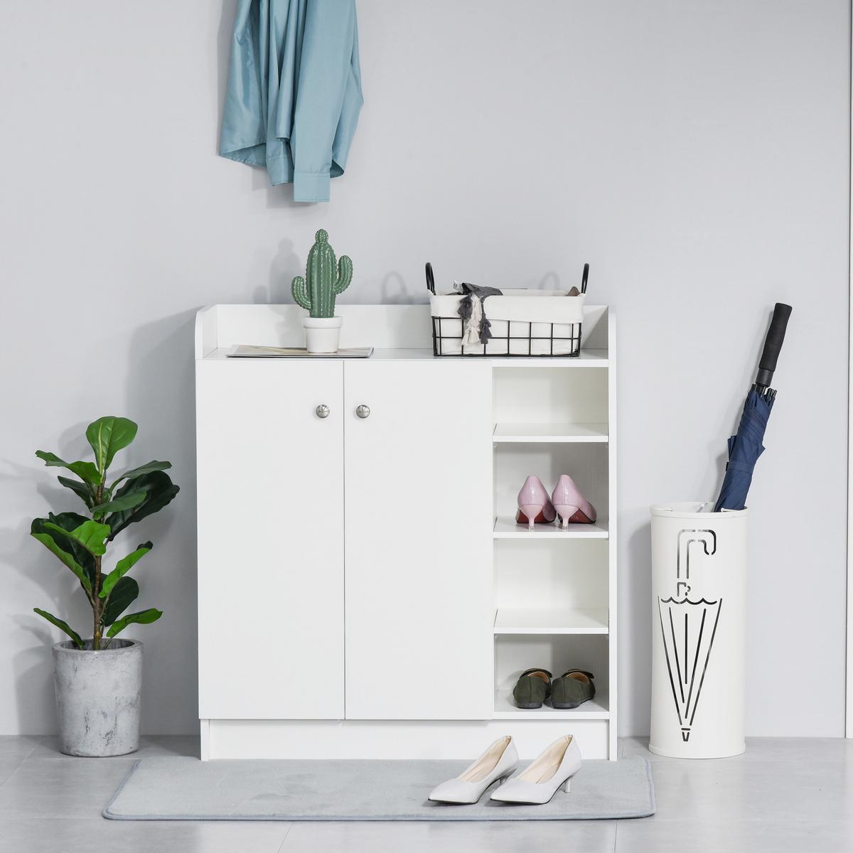 SCHUHSCHRANK mit 4 Fächer Schuhregal Kommode Allzweckschrank Spanplatte Weiß - Weiß, Holzwerkstoff (30/90/83cm) - HOMCOM