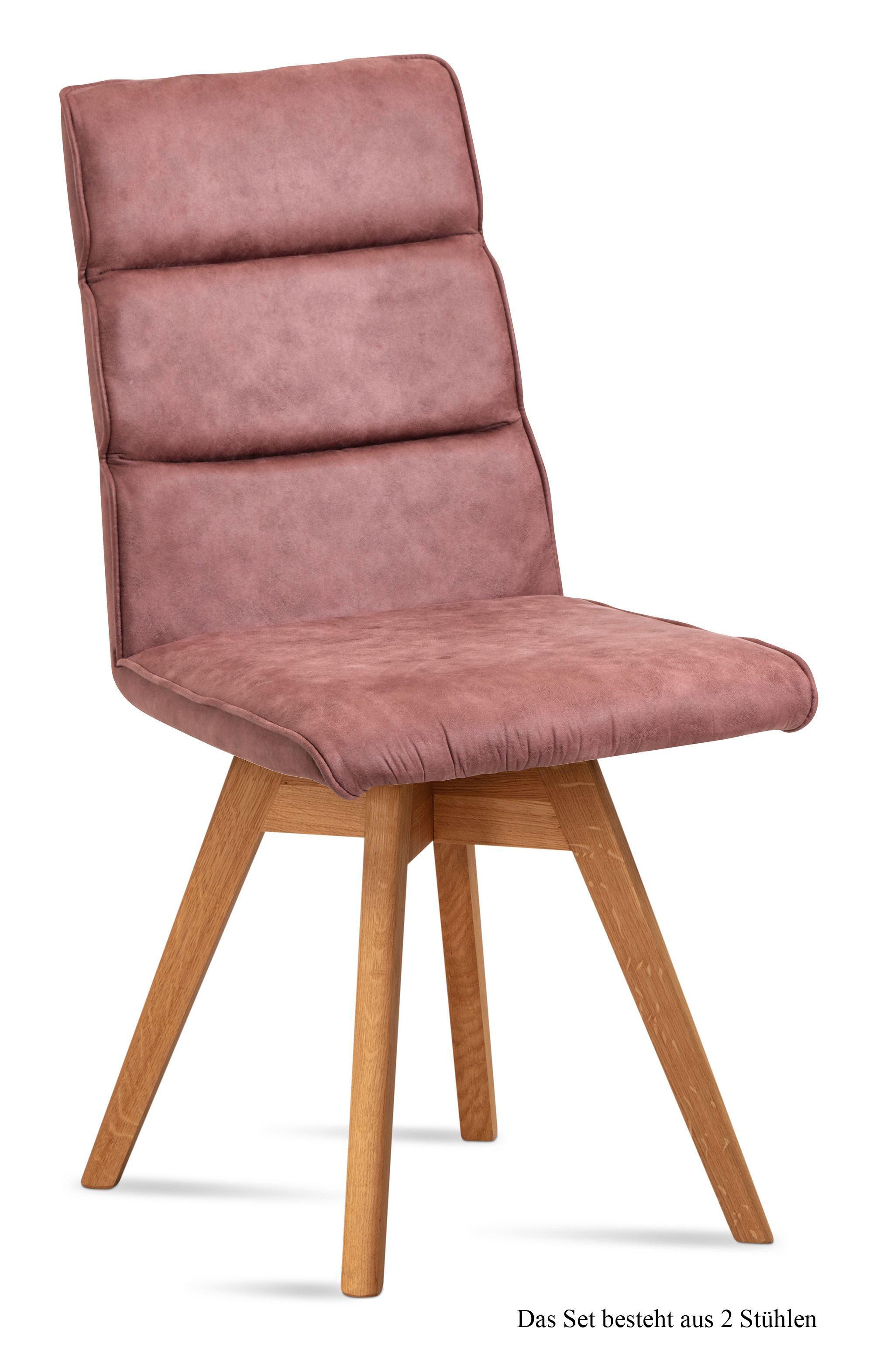 ESSZIMMERSTUHL drehbar (2er-Set) Doris 47x92x60 Eiche geölt/Rosewood - Eichefarben/Dunkelrosa, Kunststoff (60/92/47cm) - 58aufmkessel