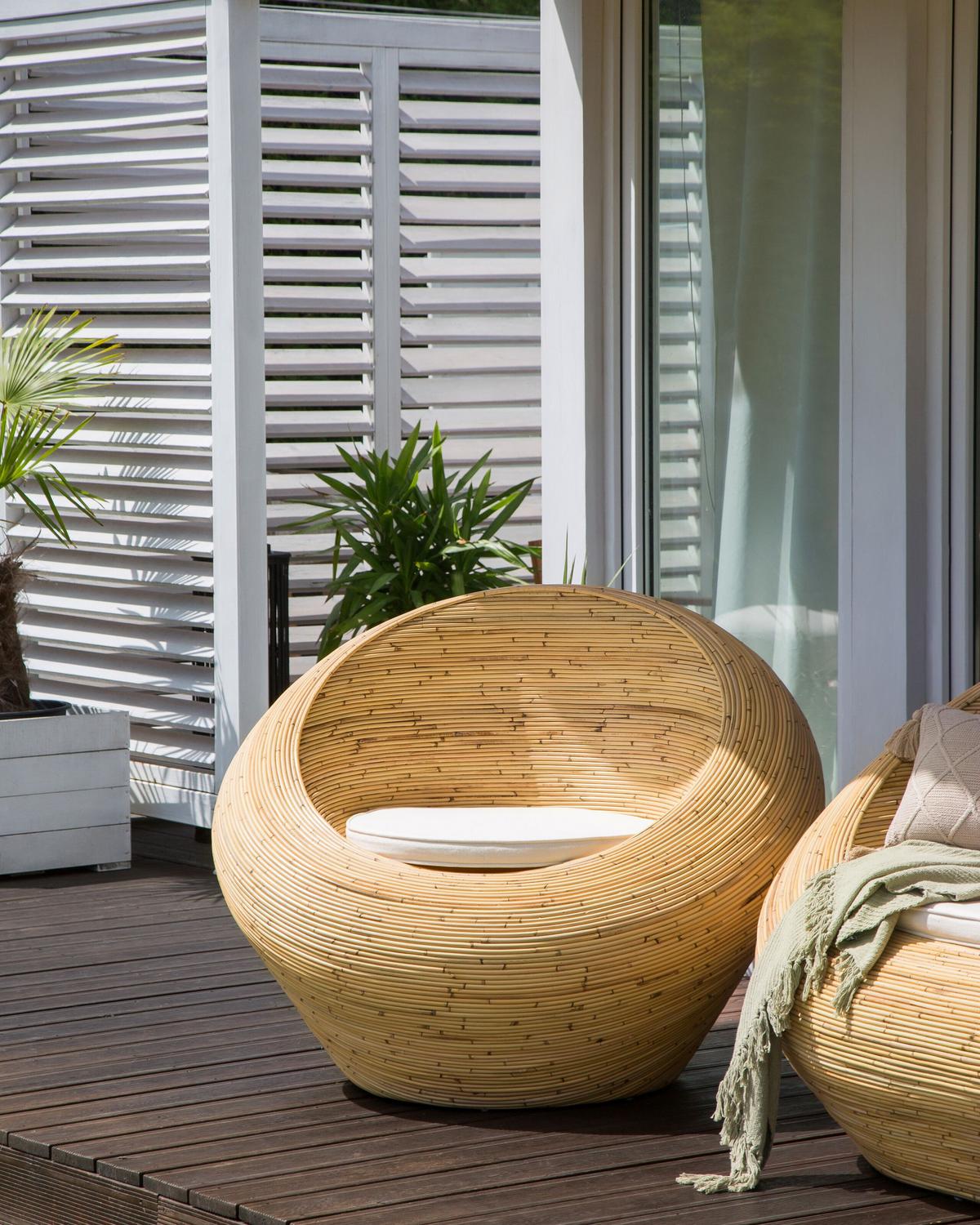 GARTENSTUHL Rattan Natürlich Maiori - Beige/Naturfarben, Naturmaterialien (110/88/110cm) - Beliani